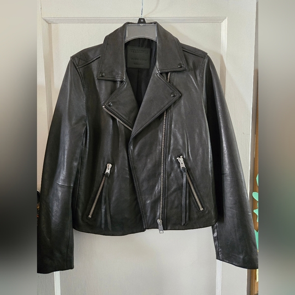 Allsaints Black Leather Biker Jacket